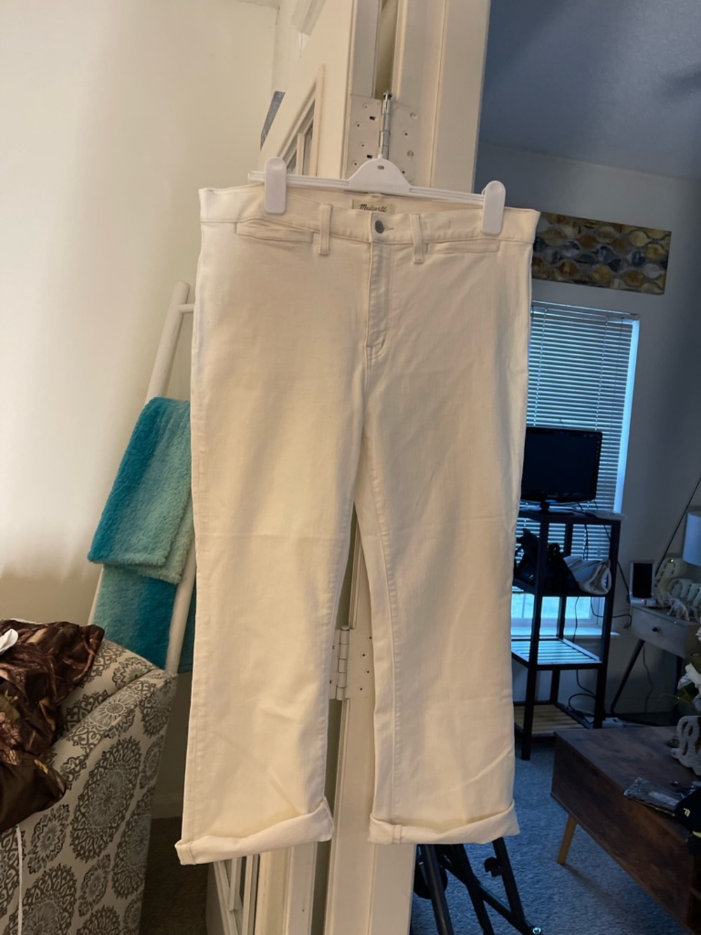 Madewell Cream Straight-Leg Jeans